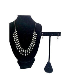 EVITA PERONI signed Iridescent Crystal bead necklace and pierced earring set